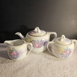 Vintage Rudolstadt Teapot Creamer and Sugar, Made in Germany